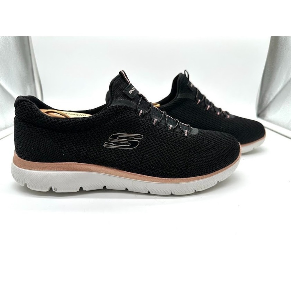 Skechers Memory Foam Wide Fit Sneakers Black Women 9.5 Comfort Walking Shoes USE